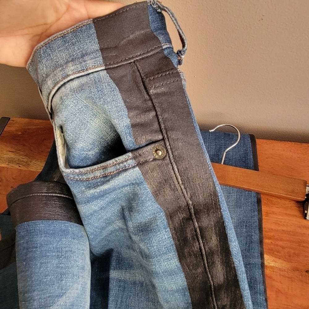 Express Jeans Black Stripe High Rise Skinny Stretch Womens Size 2P 25" Waist - Picture 8 of 8